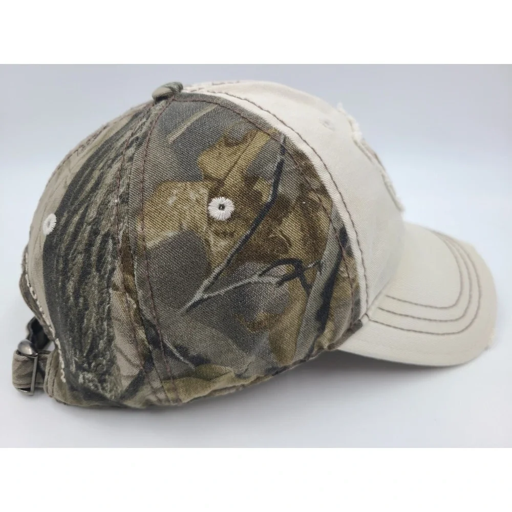 RMEF Rocky Mountain‎ Elk Foundation Camo Distressed Strapback Adjustable Hat Cap